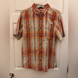 The North Face Men's Short-Sleeve Plaid Button-Down Shirt - Orange/Green/Yellow